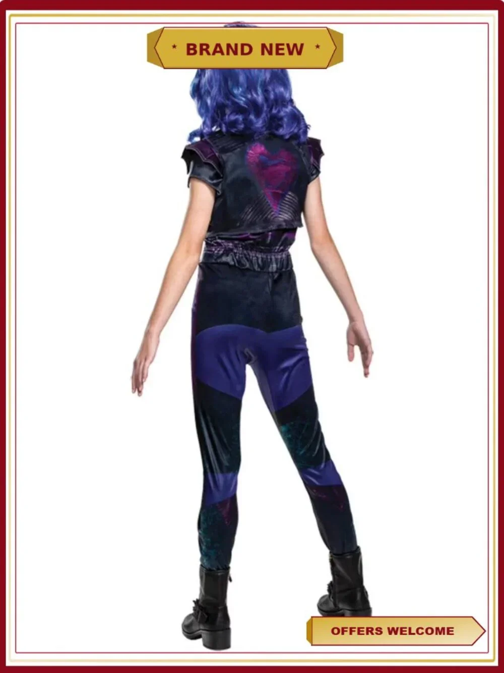 Girls Descendants Mal Costume Jumpsuit Halloween Size 10-12 Polyester